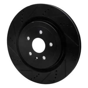 Cadillac CTS Brake Rotor (1) - Rear Left - R1 Concepts - Drilled & Slotted - Black - `09-`24